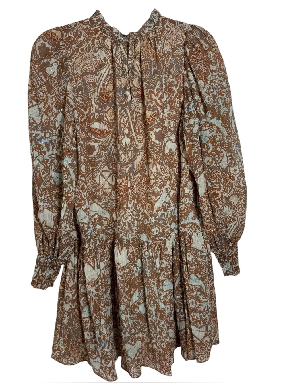 Ulla Johnson Maja Dress Size 4 Boho Mini Metallic Paisley - Picture 3 of 15